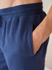Grey/Navy Blue Waffle Texture Lightweight Joggers Shorts 2 Pack - Image 4 of 15