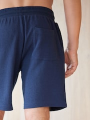 Grey/Navy Blue Waffle Texture Lightweight Joggers Shorts 2 Pack - Image 5 of 15