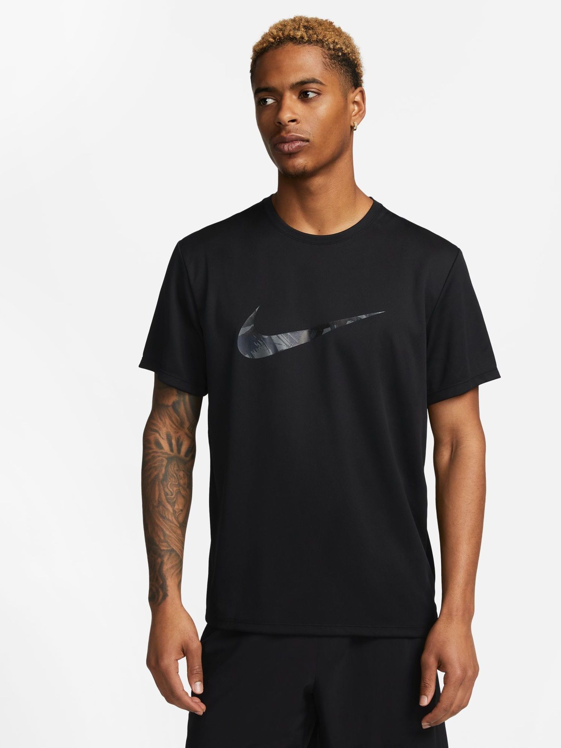 Buy Nike Black Dri FIT Camo Miler Running T Shirt from Next Austria
