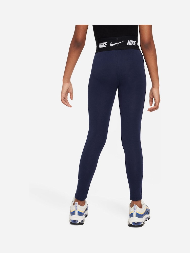 Nike Navy Logo Tape High Waisted Leggings - Image 2 of 5