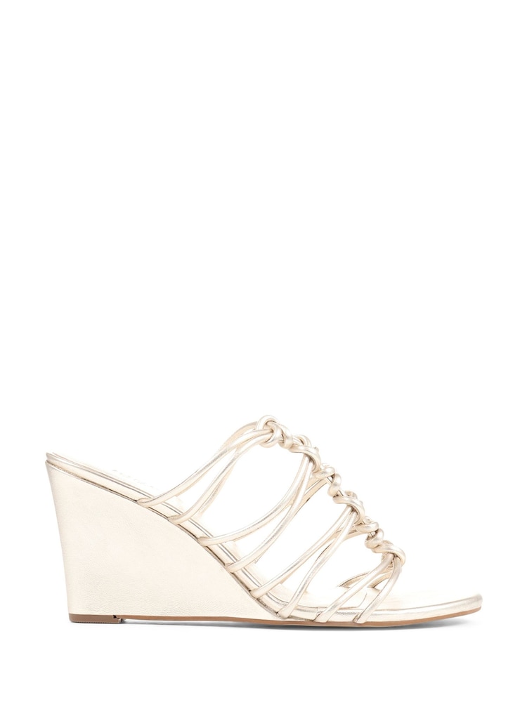 Jones Bootmaker Gold Laurella Leather Gladiator Wedges - Image 2 of 6