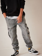 Grey Cargo Jeans With Elasticated Waist (3-16yrs) - Image 1 of 7