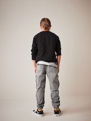Grey Cargo Jeans With Elasticated Waist (3-16yrs) - Image 2 of 7