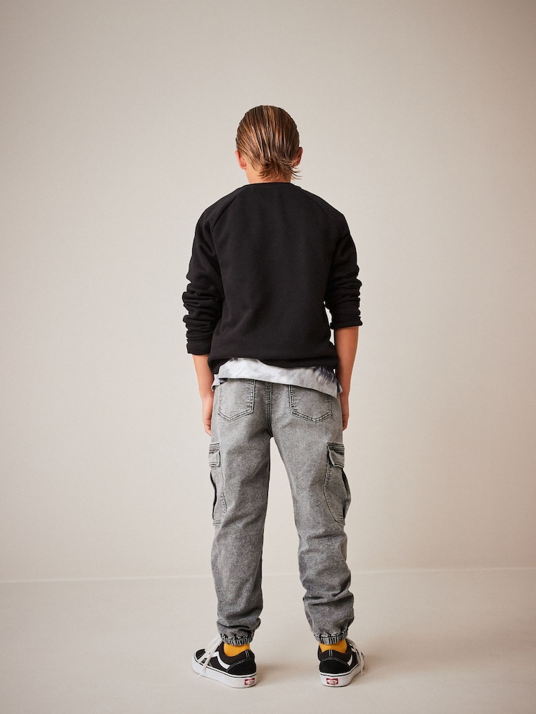 Grey Cargo Jeans With Elasticated Waist (3-16yrs) - Image 2 of 7