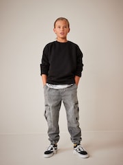 Grey Cargo Jeans With Elasticated Waist (3-16yrs) - Image 3 of 7