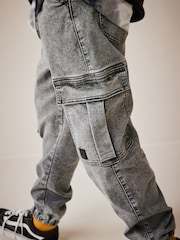 Grey Cargo Jeans With Elasticated Waist (3-16yrs) - Image 4 of 7