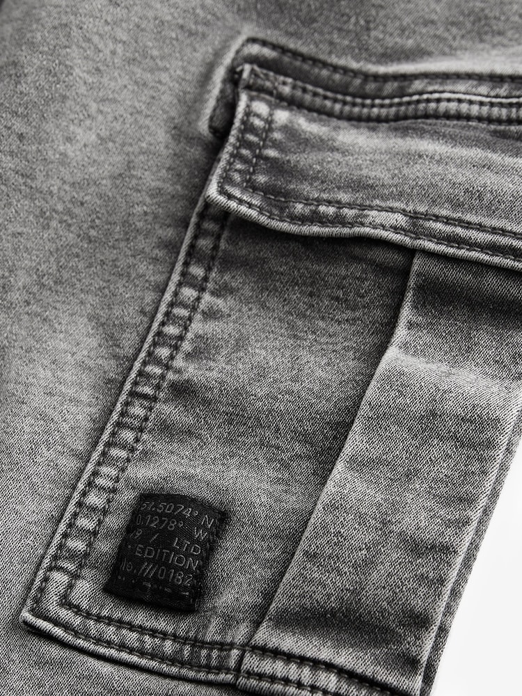 Grey Cargo Jeans With Elasticated Waist (3-16yrs) - Image 7 of 7