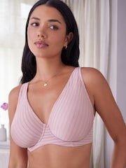 Black/Pink/White Non Pad Full Cup DD+ Stripe Bras 3 Pack - Image 1 of 8