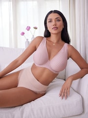 Black/Pink/White Non Pad Full Cup DD+ Stripe Bras 3 Pack - Image 3 of 8