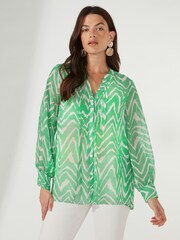 Ro&Zo Green Animal Printed Shirt - Image 1 of 1