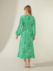 Ro&Zo Green Zig Zag Print Midi Dress - Image 2 of 5