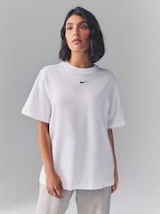 Nike White Oversized Mini Swoosh Sportswear T-Shirt - Image 1 of 5