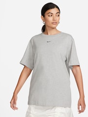 Nike Dark Grey Heather Oversized Mini Swoosh Sportswear T-Shirt - Image 1 of 4
