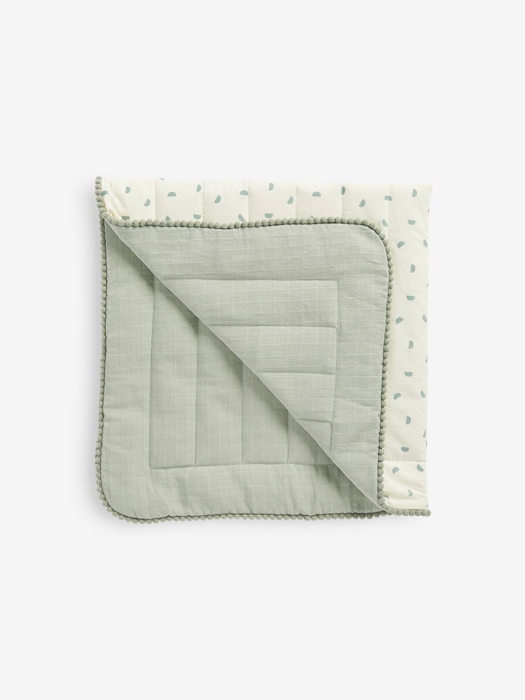 Green Printed Quilted Trim Blanket - Image 1 of 1