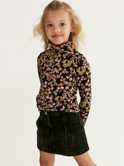 Black Floral High Neck Top (3-16yrs) - Image 1 of 7