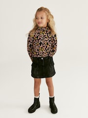 Black Floral High Neck Top (3-16yrs) - Image 3 of 7
