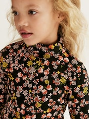 Black Floral High Neck Top (3-16yrs) - Image 4 of 7