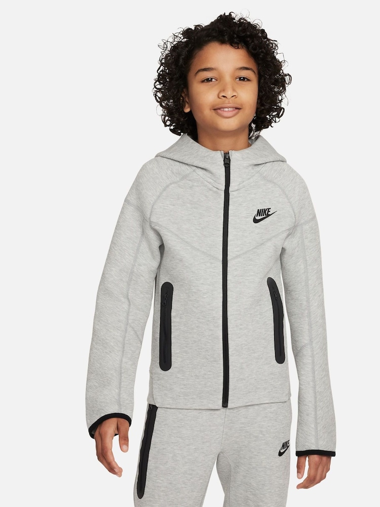 Nike Dark Grey Heather Tech Fleece Zip Through Hoodie - Image 1 of 7