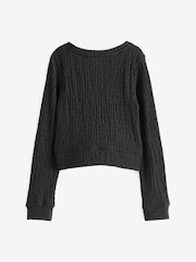Black Textured Wrap Long Sleeve T-Shirt (3-16yrs) - Image 4 of 5