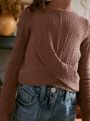 Brown Textured Wrap Long Sleeve T-Shirt (3-16yrs) - Image 6 of 6
