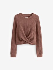 Brown Textured Wrap Long Sleeve T-Shirt (3-16yrs) - Image 3 of 6