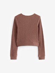 Brown Textured Wrap Long Sleeve T-Shirt (3-16yrs) - Image 4 of 6