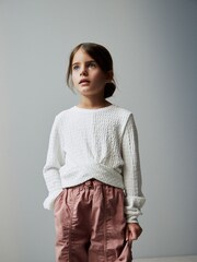Ecru Cream Textured Wrap Long Sleeve T-Shirt (3-16yrs) - Image 1 of 7