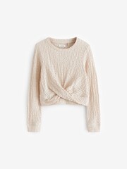 Ecru Cream Textured Wrap Long Sleeve T-Shirt (3-16yrs) - Image 5 of 7