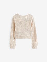Ecru Cream Textured Wrap Long Sleeve T-Shirt (3-16yrs) - Image 6 of 7