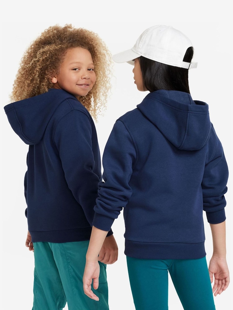 Nike Midnight Navy Club Fleece Zip Through Hoodie - Image 2 of 5