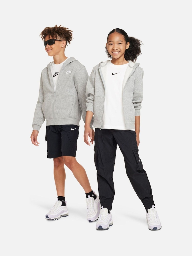 Nike Dark Grey Heather Club Fleece Zip Through Hoodie - Image 1 of 8