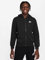 Siyah - Nike Club Polar Fermuarlı Kapüşonlu Üst - Image 1 of 11