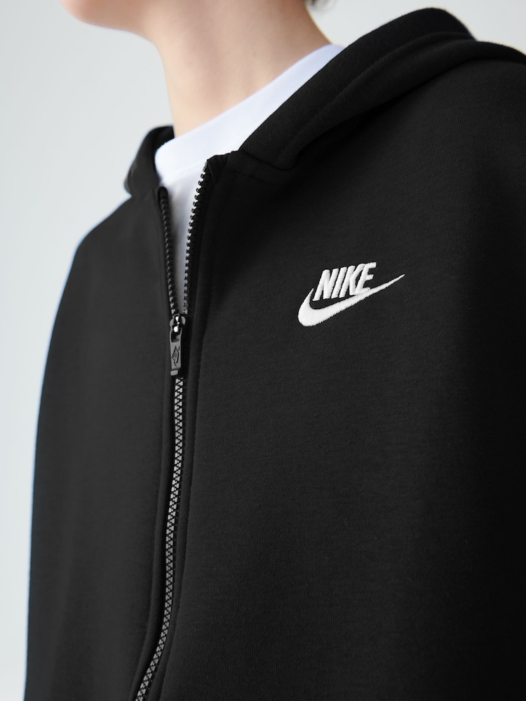 Siyah - Nike Club Polar Fermuarlı Kapüşonlu Üst - Image 10 of 11