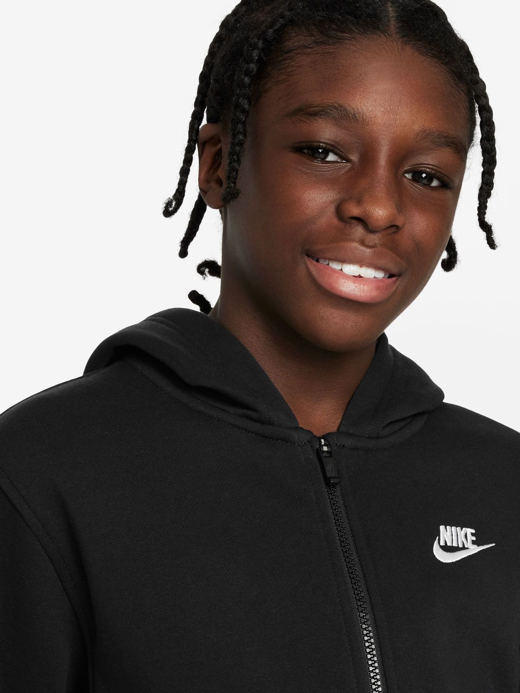 Buy Nike Black Club Fleece Zip Through Hoodie from Next Italy