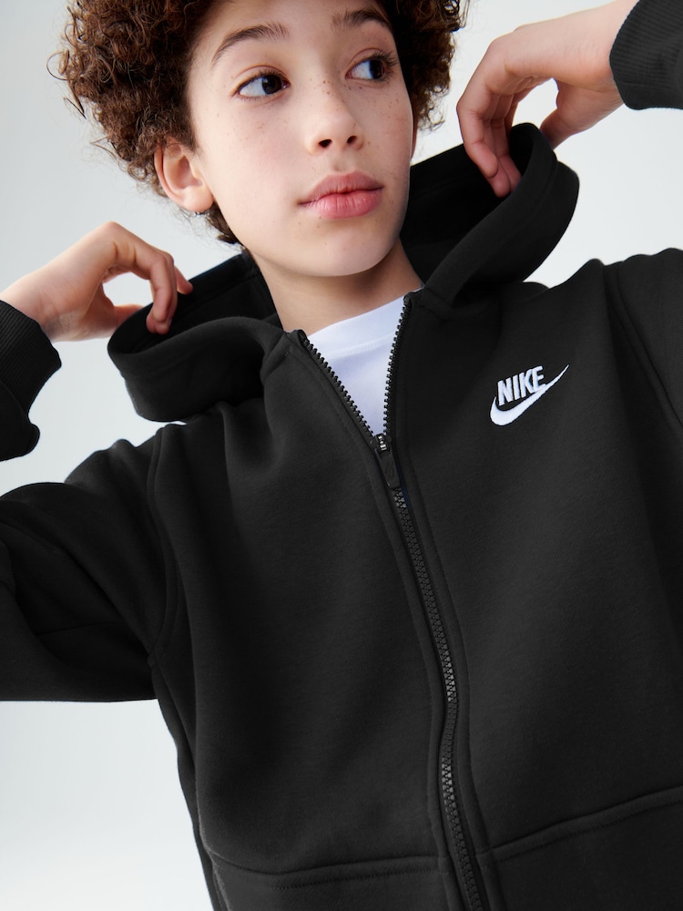 Siyah - Nike Club Polar Fermuarlı Kapüşonlu Üst - Image 9 of 11
