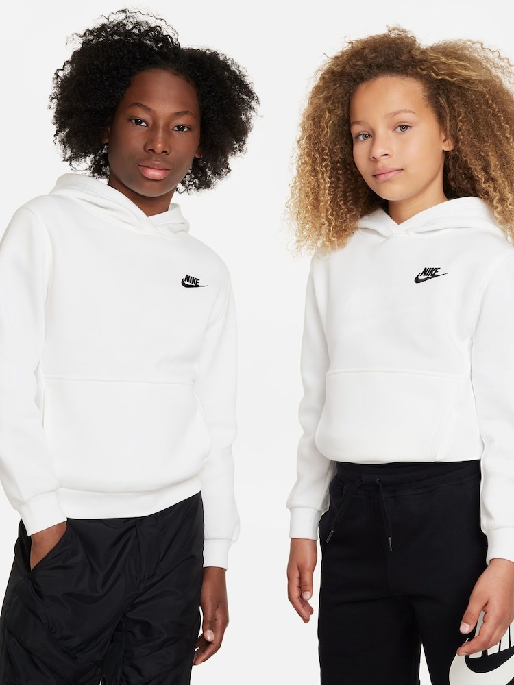 Белый - Худи из флиса Nike Club - Изображение 2 из 5