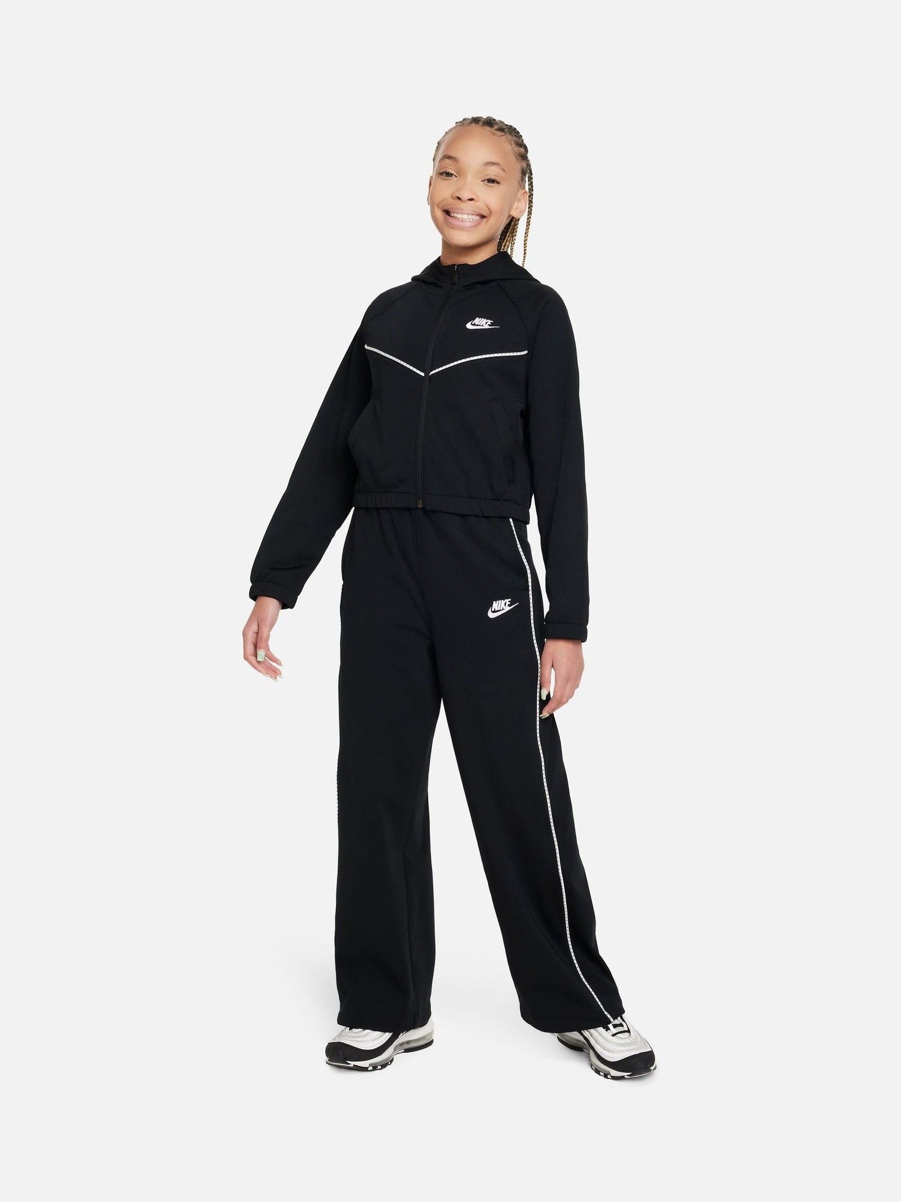 Buy Nike Black Zip Through Wide Leg Tracksuit from Next