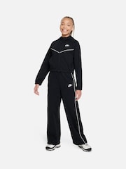 Nike Black Zip Through Wide Leg Tracksuit - Image 1 of 9