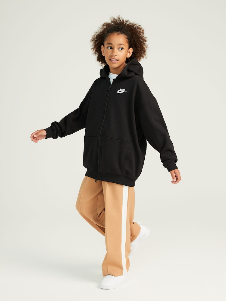 Nike Black College Grey Oversized Club Fleece Zip Up Hoodie - Image 2 of 4