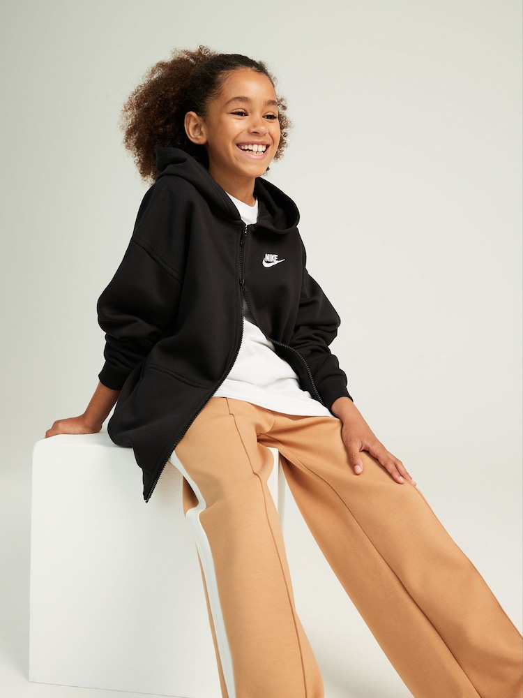 Nike Black College Grey Oversized Club Fleece Zip Up Hoodie - Image 4 of 4