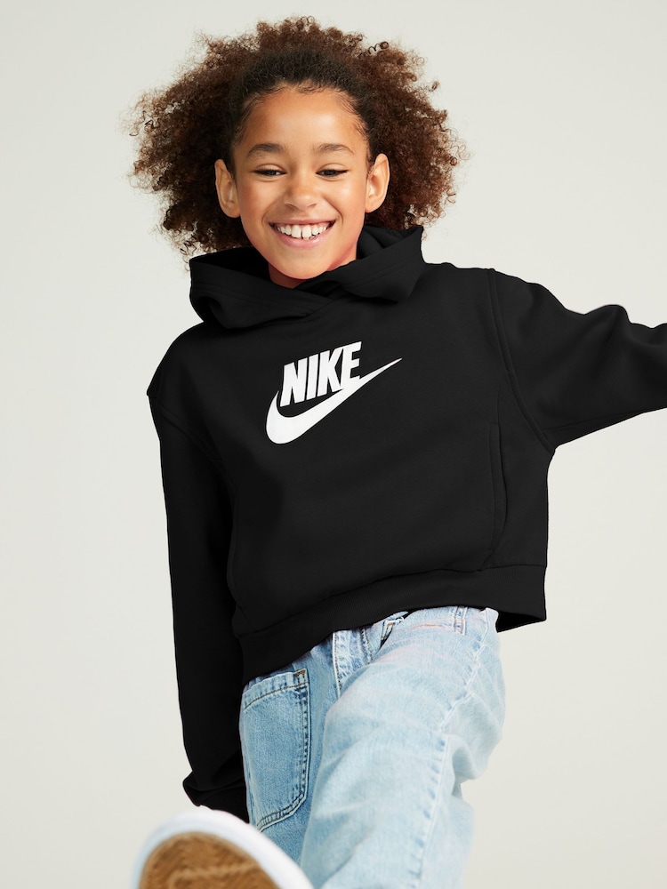 Nike Black Club Fleece Cropped Hoodie - Image 1 of 6
