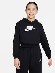 Nike Black Club Fleece Cropped Hoodie - Image 2 of 6