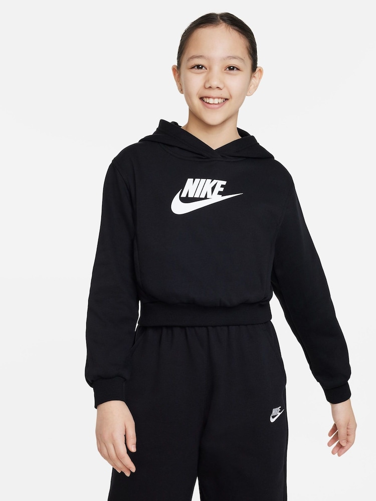 Nike Black Club Fleece Cropped Hoodie - Image 2 of 6