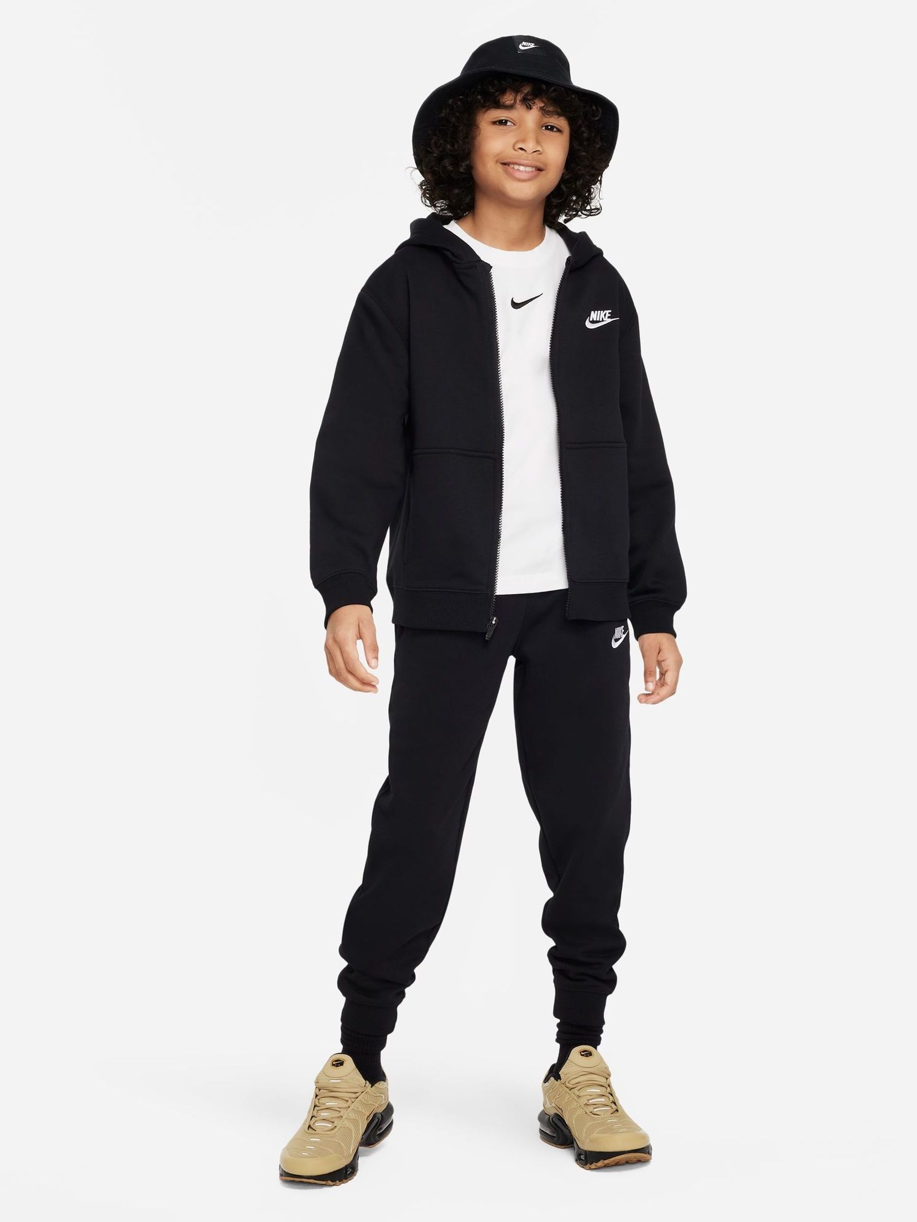 Nike fleece tracksuit black hot sale