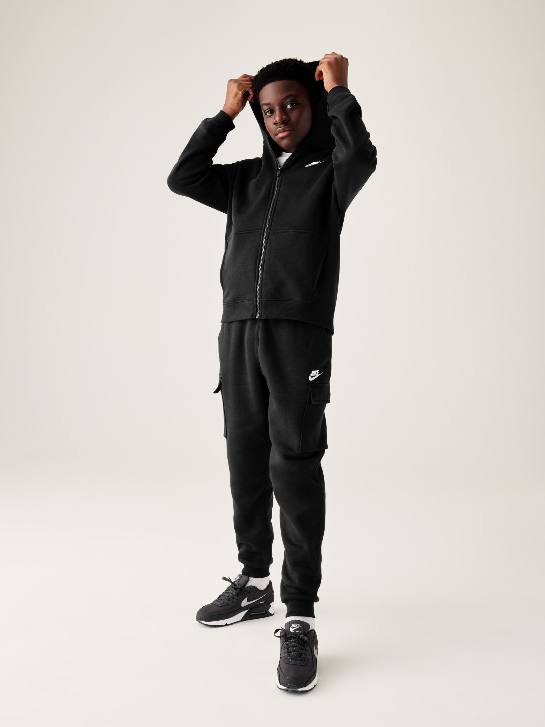 Buy Nike Black Club Fleece Cargo Joggers from Next Luxembourg