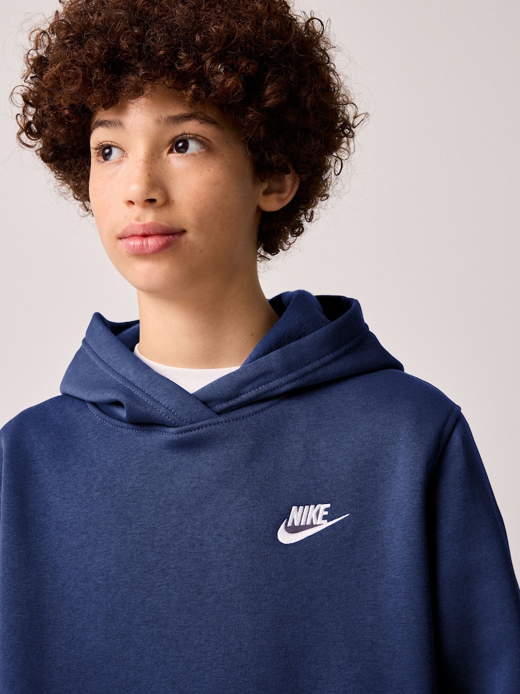 Midnight Navy - Bluza polarowa z kapturem Nike Club zakładana przez głowę - Image 3 of 5