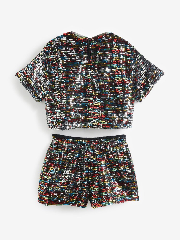 Rainbow Sequin T-Shirt and Shorts Set (3-16yrs) - Image 10 of 11