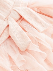 Pink Textured Mesh Frill Dress (3-12yrs) - Image 3 of 7