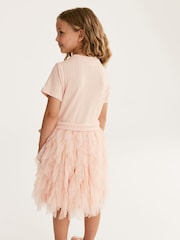 Pink Textured Mesh Frill Dress (3-12yrs) - Image 6 of 7