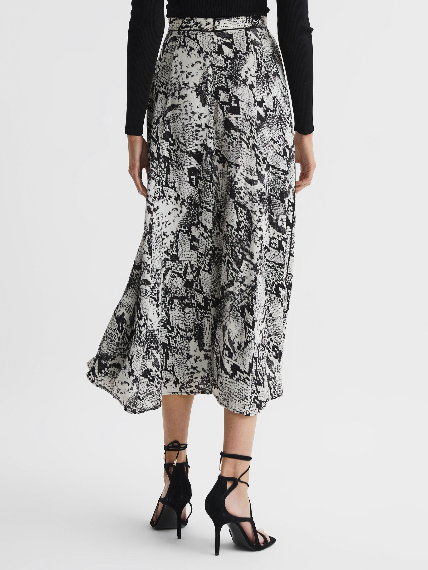 Buy Reiss Black Katia Printed Slip Midi Skirt from Next Netherlands